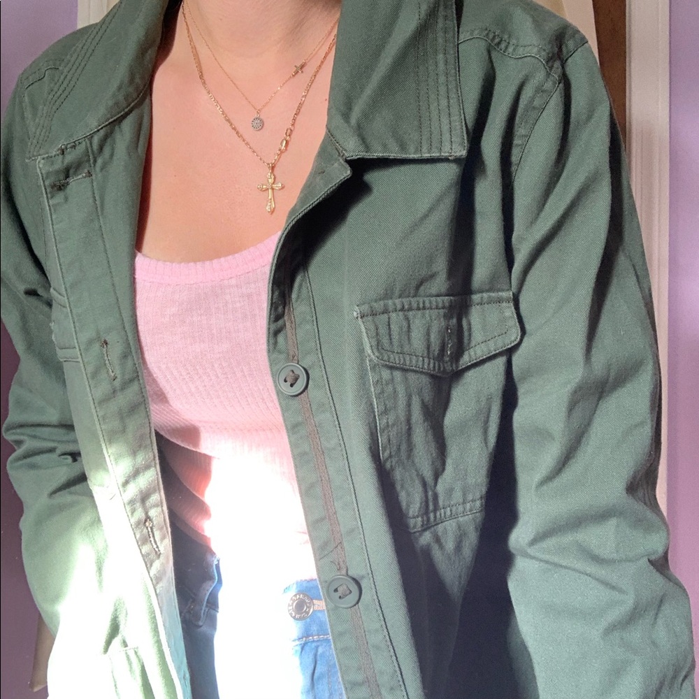 😊2 for $12😊 army green canvas jacket
